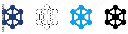 Obraz na płótnie Multicolor Network Hub Icon Set with Filled and Outline Styles for Connectivity