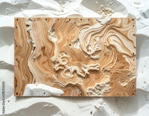 Abstract Wood Texture with White Sand Background and Unique Patterns in Natural Design