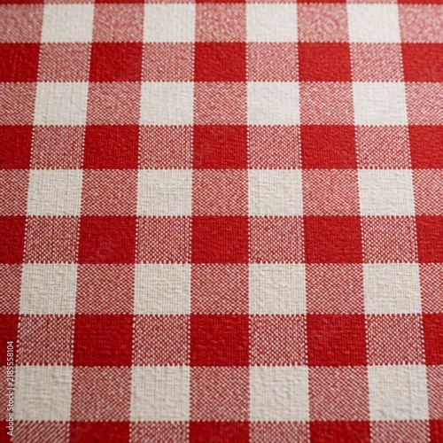 Vibrant red and white checkered fabric texture for retro or picnic themes