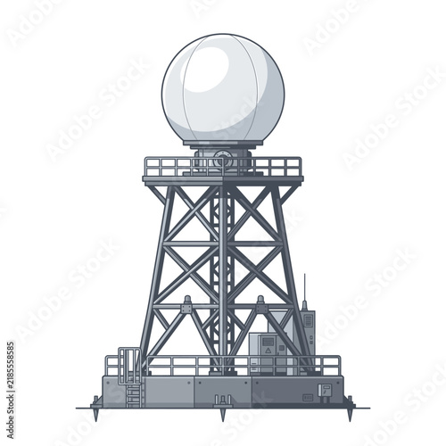 Weather Radar Station Flat Illustration