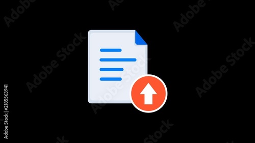 File Upload Document Send Animation Alpha Transparent Background. 4K Resolution