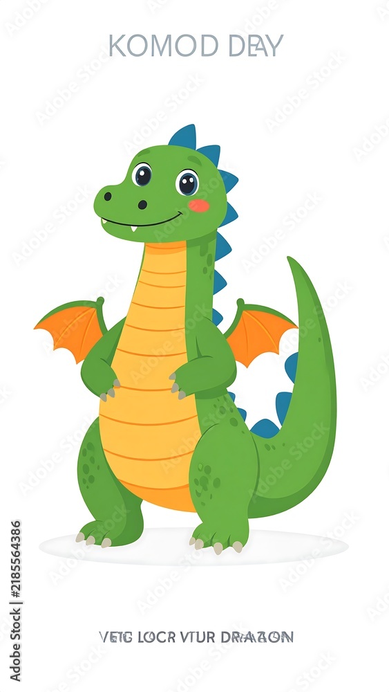 Obraz premium Cartoon Komodo Dragon Illustration Vector.