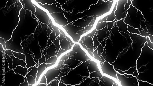 어두운 밤하늘을 가르며 강하게 내리치는 짜릿하고 역동적인 하얀색 번개 플래시
Thrilling and dynamic white lightning flash striking across the dark night sky