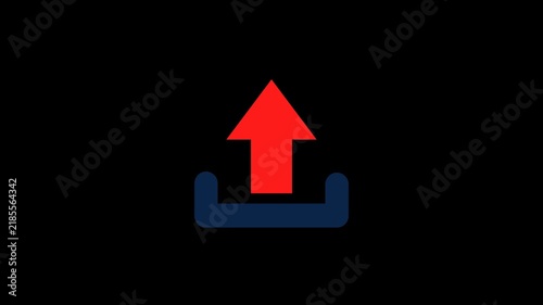 Upload File Arrow and Send Data Animation Alpha Transparent Background. 4K Resolution
