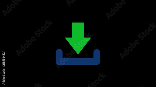 Download File Arrow and Save Data Animation Alpha Transparent Background. 4K Resolution