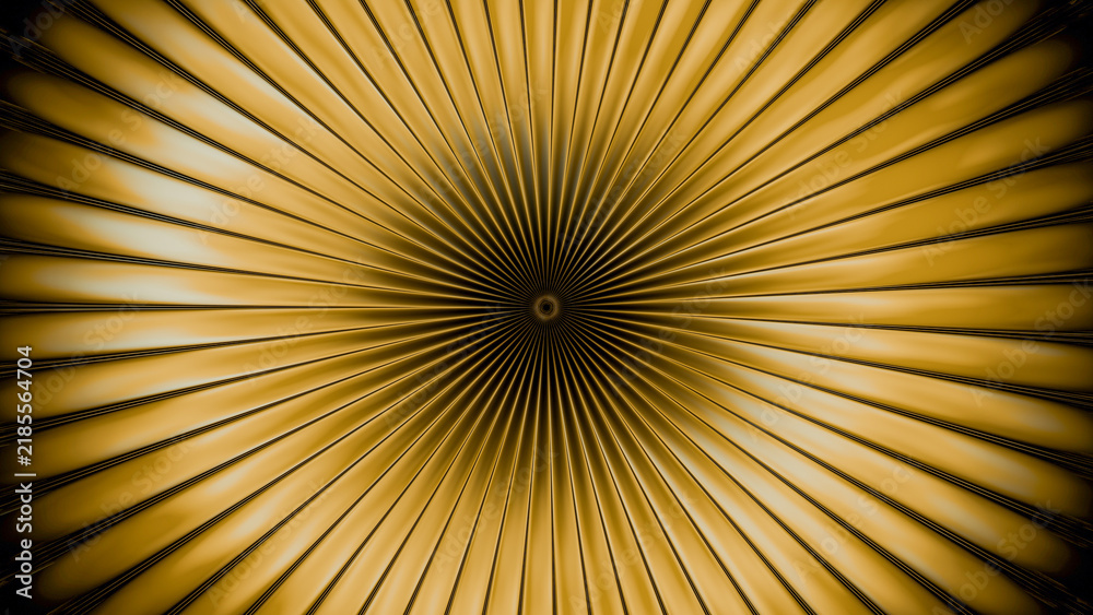 Obraz premium Abstract Gold Metallic Full Circle Radial Burst Background 3D Render