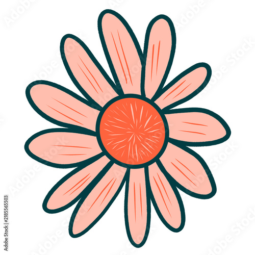 Pink Daisy Flower Vector Illustration for Botanical Decor and Floral Spring Icon