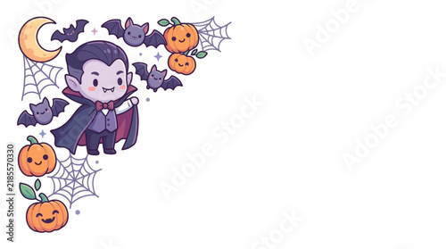 Gothic Vampire Halloween corner ornament featuring dark red roses, bats, and crescent moon