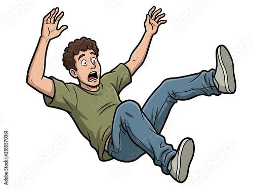 Homme tombant avec une expression effrayée dessin animé