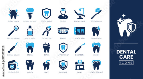 Dental Care Icon Set for Dentistry Clinic and Oral Health Services