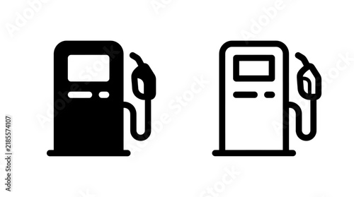 Bild auf Leinwand Gas station pump fuel dispenser icons in solid and linear styles with industry