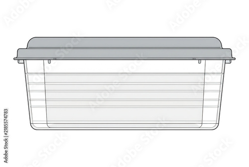 Boîte de rangement en plastique transparent avec couvercle gris