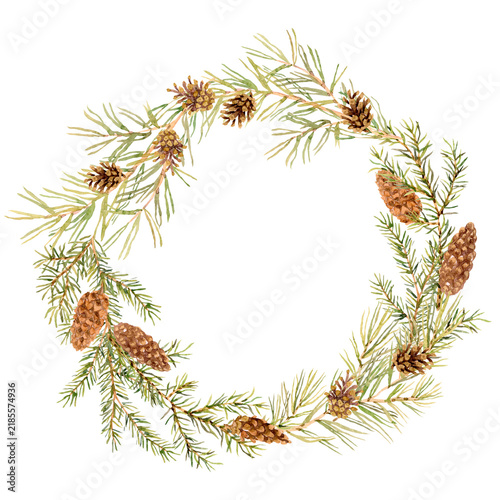 christmas wreath on white background