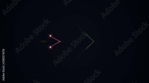 Glowing digital pointers or directional arrows with neon light effects against a dark background
