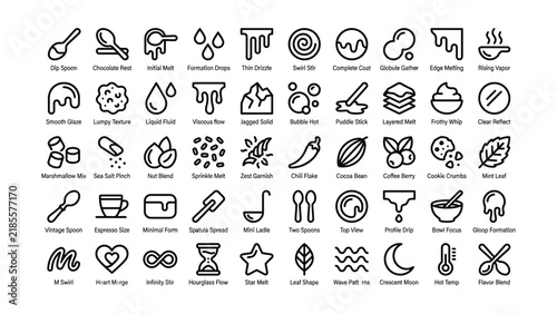 Bild auf Leinwand Collection of black line icons depicting various coffee and drink preparation te