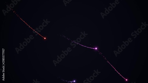 Abstract digital trails of light moving through dark space representing energy flow and connection