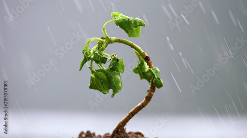 sapling. A young sapling bending in strong wind and rain during a storm. ESG reports, sustainability campaigns, designed for environmental awareness campaigns, promotes sustainability.