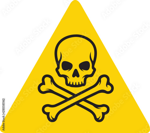 Cuadro en lienzo Yellow warning skull sign with crossbones for hazard safety environment alert