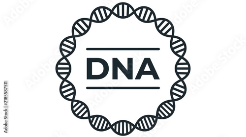 Circular dna helix chain forming a modern minimalist vector graphic emblem for advanced biological research studies