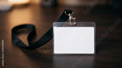 Blank ID badge, empty ID badge, credentials, mobile, corporate logo, background copy space identification, empty name, ID tag, plastic card, blank badge