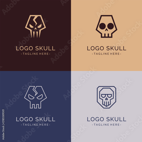 Geometric skull logo design, perfect for gaming branding, esports team, or modern street style brand