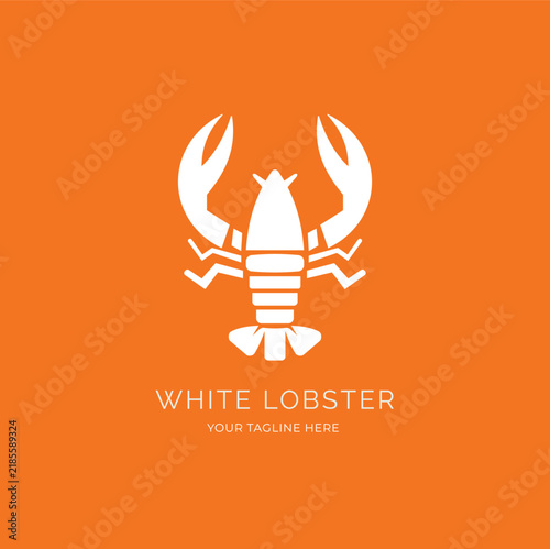 White lobster logo with simple lines perfect for seafood restaurant and aquatic branding business