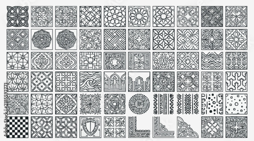 Intricate Islamic Geometric Patterns and Arabesque Design Collection