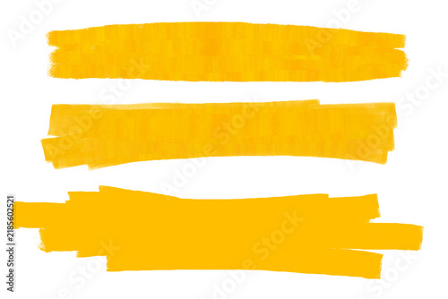Yellow Highlight Markers: Three distinct yellow marker strokes, boldly highlighting text or important points, symbolize emphasis and attention-grabbing information.