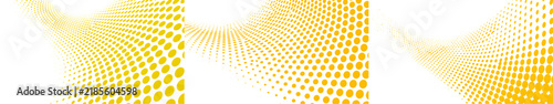 Abstract yellow halftone background pattern with wave grid perspective vector illustration isolated on transparent background
