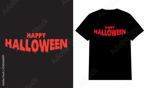 Happy Halloween Typography T-Shirt Design with Dripping Horror Text, EPS Vector Illustration
