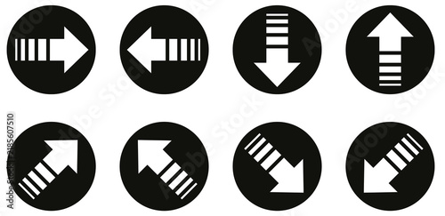 White striped directional arrow pointer set icon transparent PNG