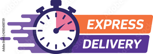 Foto Express delivery concept featuring a stylized stopwatch with motion lines and bo