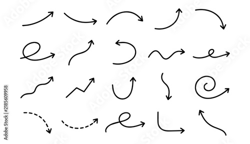 Hand Drawn Doodle Arrow Collection on White Background