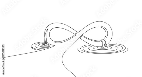 Infinity loop of flowing liquid, symbolizing endless cycle, isolated