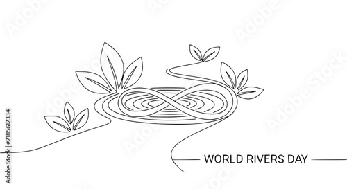 Infinity River symbol with leaves, World Rivers Day concept, isolated