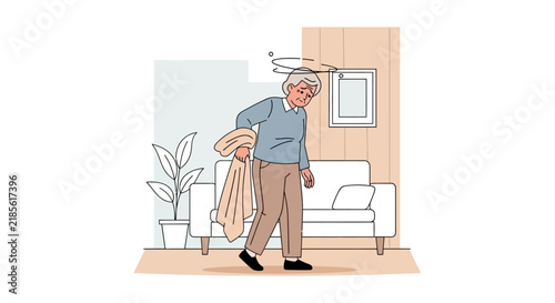 Elderly Person Feeling Dizzy And Unwell At Home