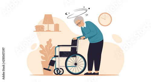 Elderly Person Feeling Dizzy And Needing Wheelchair Assistance