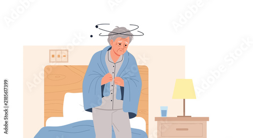 Elderly Person Feeling Dizzy And Unwell At Home