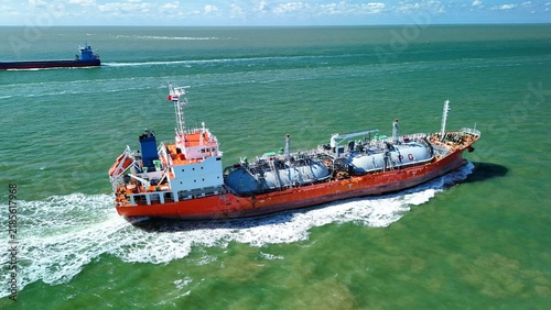 Aerial View of an Oil Tanker Sailing Through the North Sea