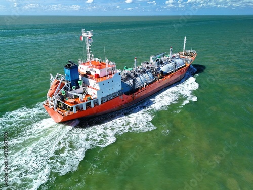 Aerial View of an Oil Tanker Sailing Through the North Sea