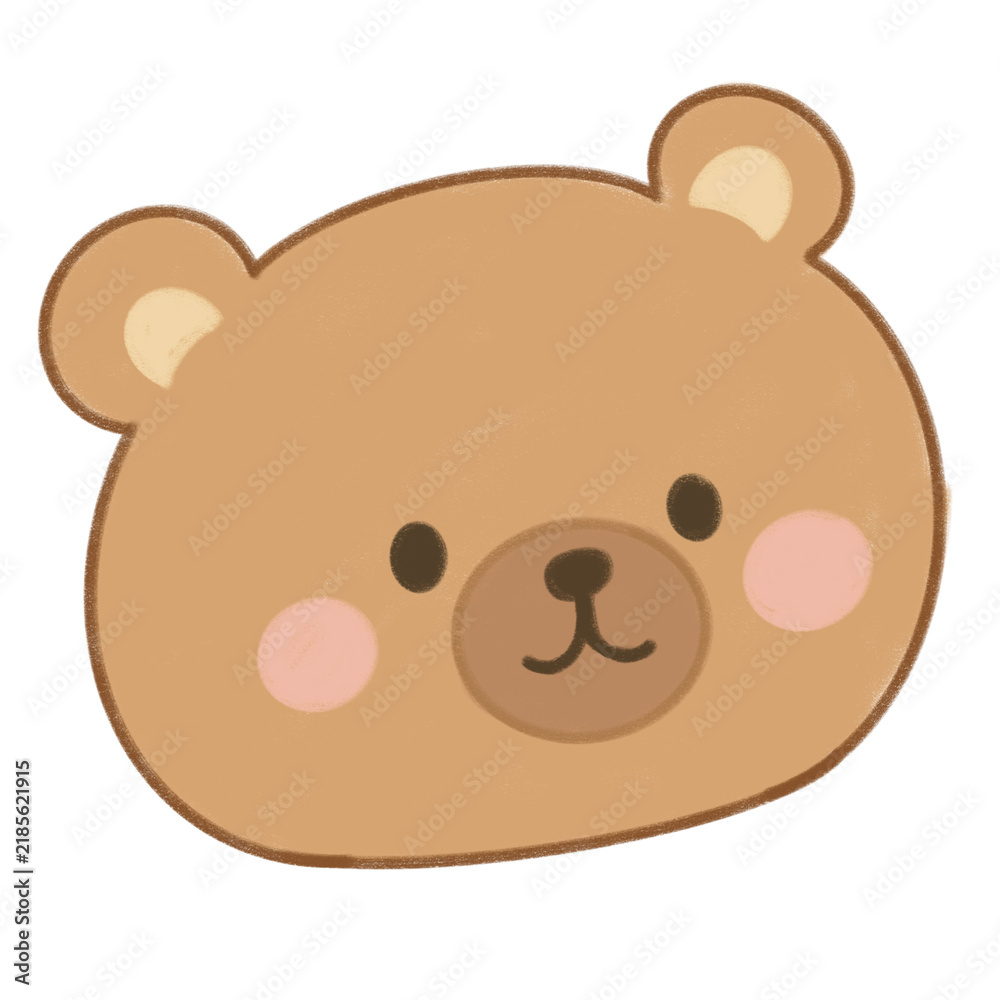 Fototapeta premium Cute Teddy Bear Face Illustration
