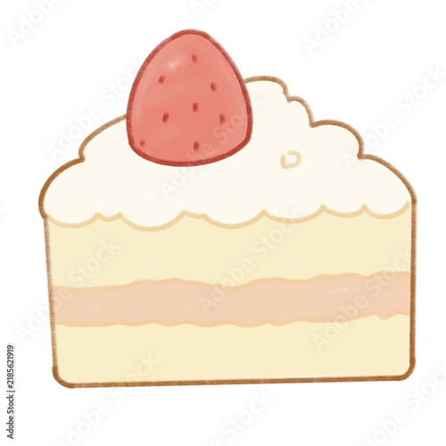 Strawberry Cream Cake Slice Illustration