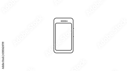 Minimalist outline icon of a mobile smartphone device for communication and digital technology interface design in a simple vector style