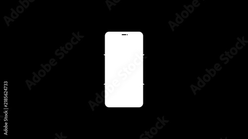 Minimalist smartphone silhouette icon on black background for app design or digital communication concepts