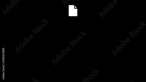 Minimalist Document File Icon Vector Illustration on Pure Dark Black Background