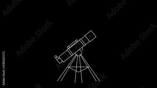 Telescope Icon Outline for Astronomy Science Space Observation on Tripod Isolated Linear Vector Illustration