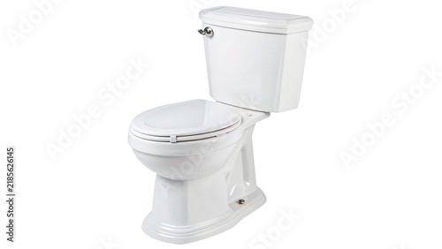 Fotografie Modern white ceramic toilet bowl porcelain bathroom lavatory sanitary equipment