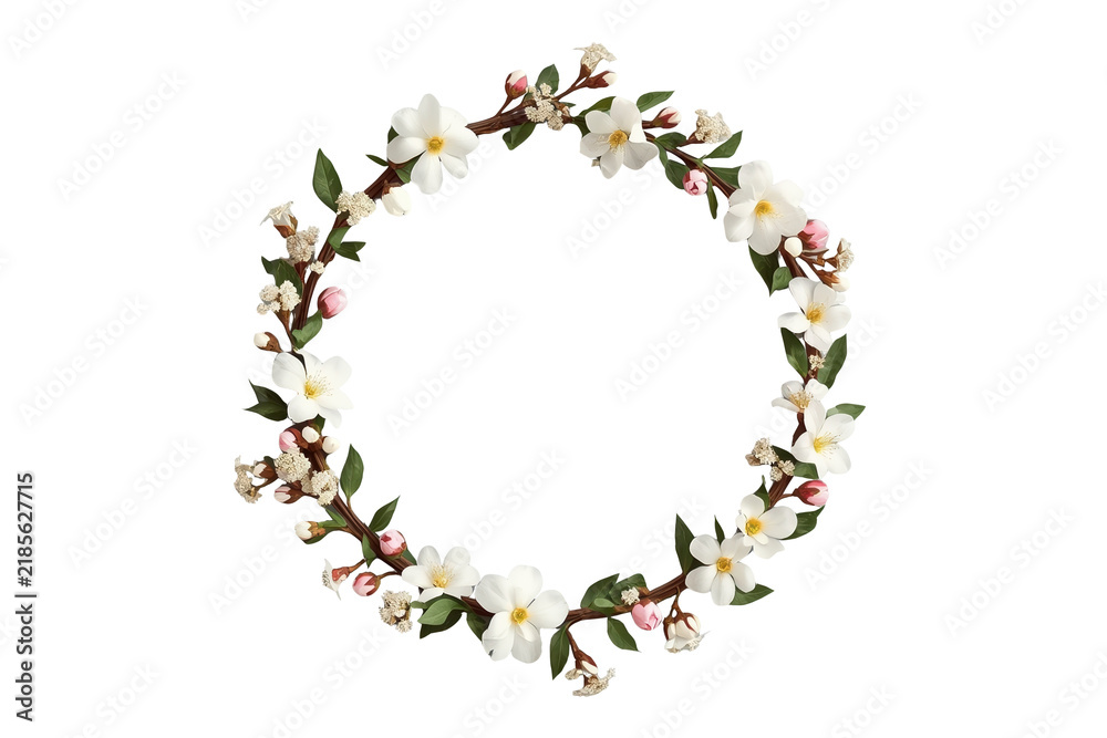 Fototapeta premium Delicate White Floral Wreath