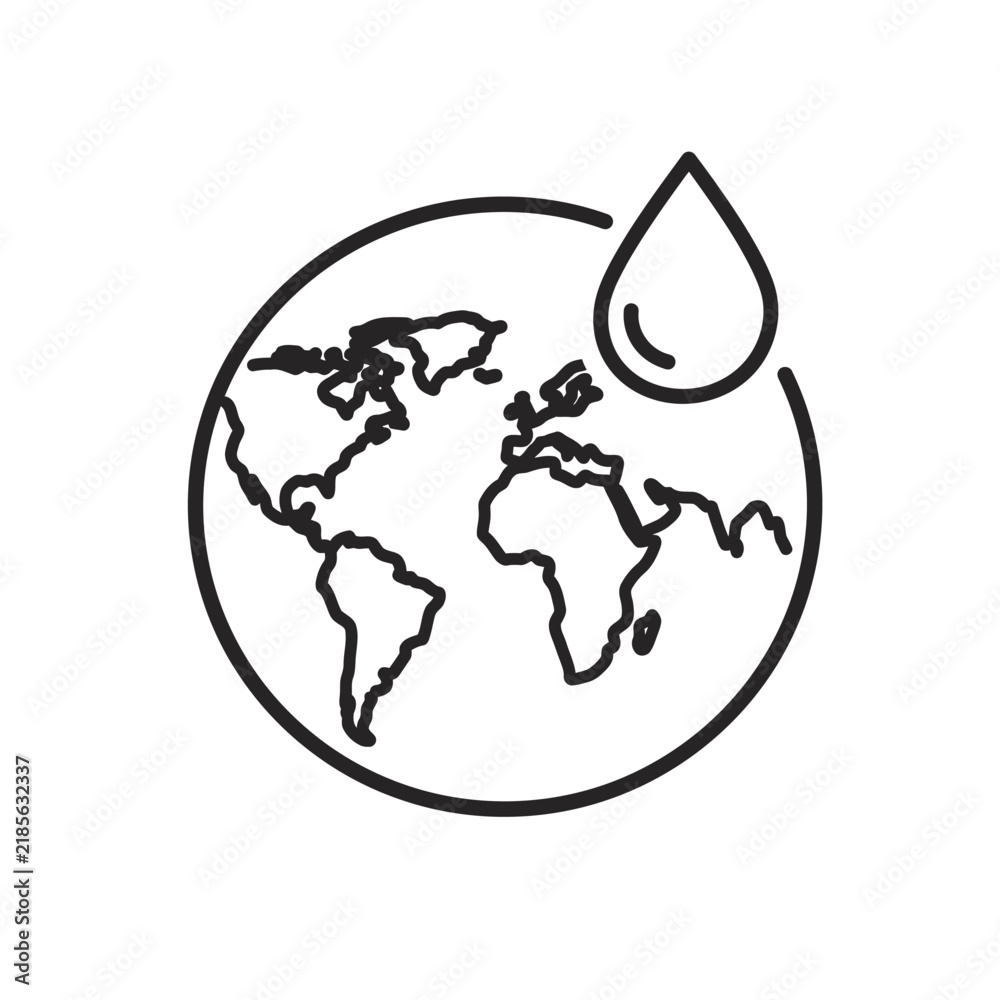 Obraz premium Earth globe with water drop icon representing global water resources.