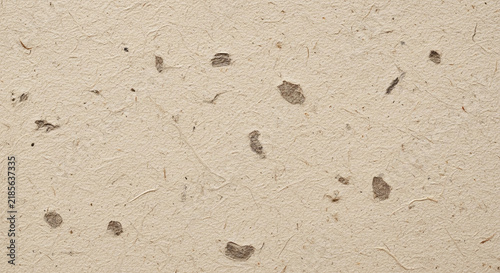 Textured beige paper with natural fibers and speckles
